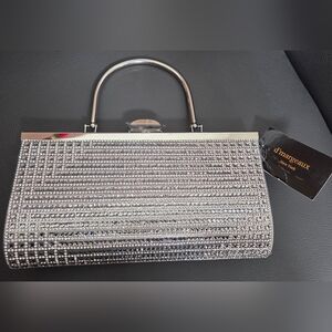 NWT Elegant Silver Rhinestone Clutch